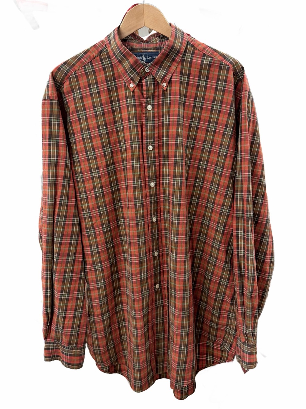 Vintage 90s Ralph Lauren Plaid Shirt Mens XL Classic Fit Red Green Blue Tag EUC